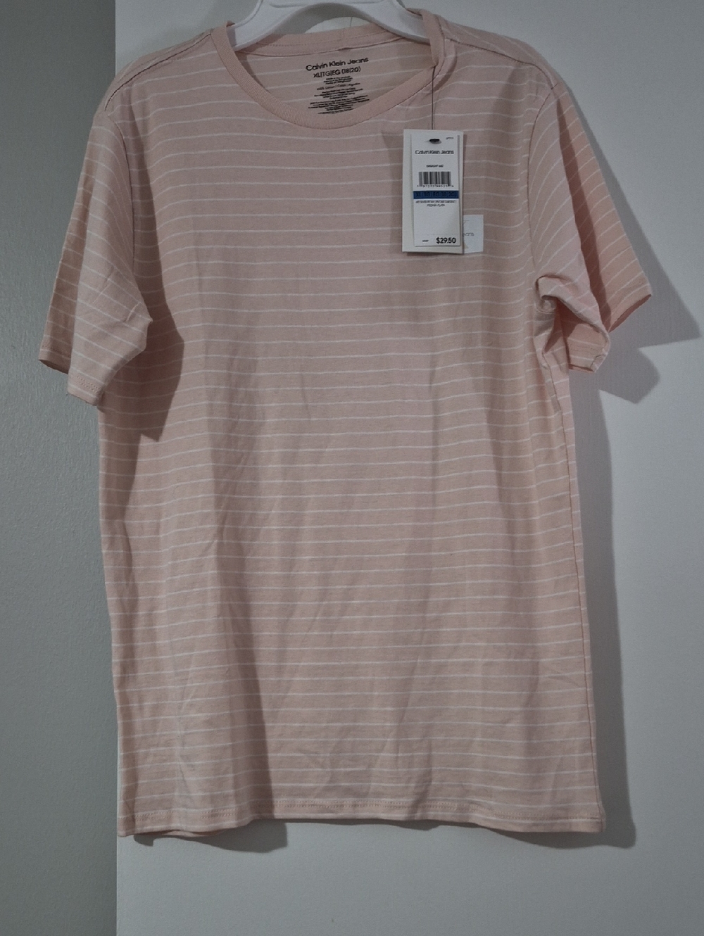 Calvin Klein Jeans Light Pink Striped Crew Neck Tee